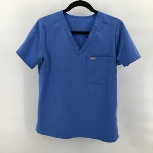 FIGS Catarina One-Pocket Scrub Top Ceil Blue Small V Neck Nursing Healthcare